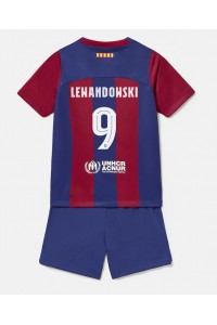 Barcelona Robert Lewandowski #9 Babyklær Hjemme Fotballdrakt til barn 2023-24 Korte ermer (+ Korte bukser)